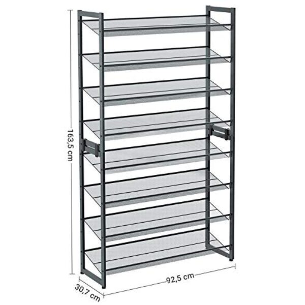 8 aukštų batų lentyna, 2 vnt. 4 aukštų batų organizatoriai, 92.3x30.5x163.4 cm
