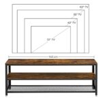 Industrinis TV stovas su metaliniu rėmu ir medžio imitacija, 140x40x52 cm