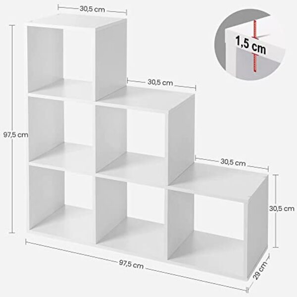 Kopėtinis lentynų stovas su 6 kubais, kambario pertvara, 97,5x97,5x29 cm