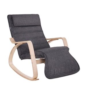 Supamoji kėdė su 5 padėčių reguliuojamu pakoju, beržo medienos rėmas, 67x125x91 cm