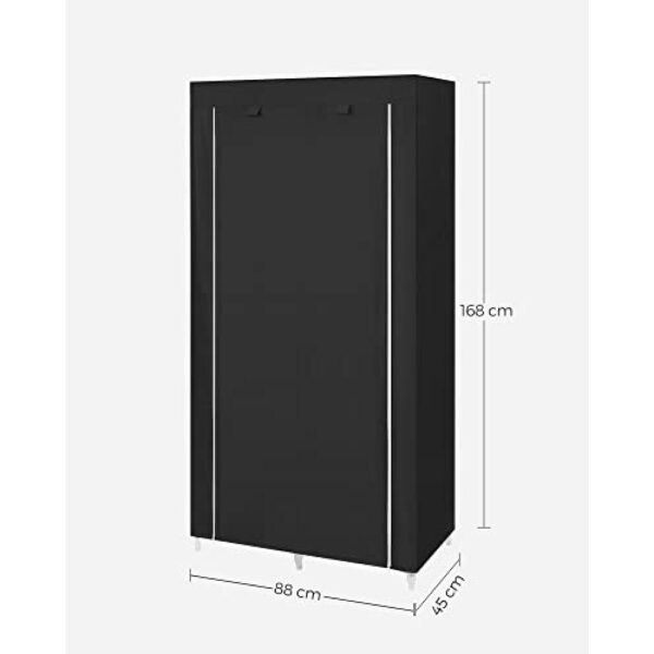 Tekstilinė drabužių spinta su 2 kabinimo strypais ir 6 lentynomis, 88x45x168 cm